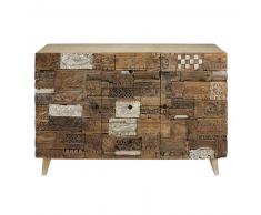 Buffet sculpté 2 portes 3 tiroirs en manguier massif Itza