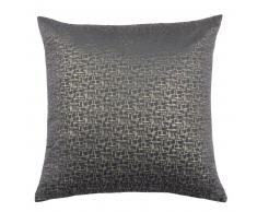 Coussin en tissu velours gris et dor&eacute; 45x45