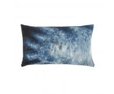 Coussin en coton bleu imprimé doré 30x50
