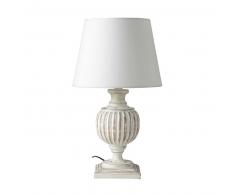 Lampe en manguier et abat-jour en coton blanc H 62 cm BEAUMONT