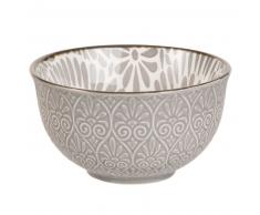 Coupelle en fa&iuml;ence grise motif floral