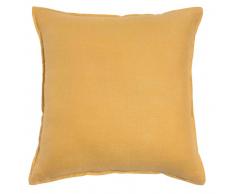 Coussin en lin lavé jaune 45x45