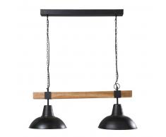 Suspension en m&eacute;tal noir et manguier