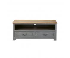 Meuble TV 2 tiroirs en pin gris Honorine