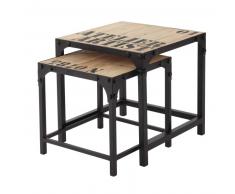 2 tables basses indus en sapin et métal Docks