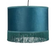 Suspension &agrave; franges en velours bleu canard