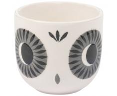 Tasse en faïence grise imprimé chouette
