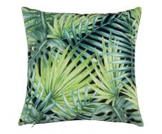 Housse de coussin verte imprimé feuillage 40x40