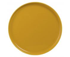 Assiette &agrave; dessert en fa&iuml;ence jaune moutarde