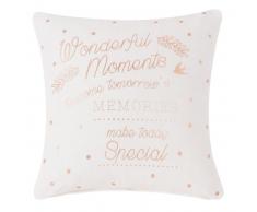 Housse de coussin en coton imprimé blanc et doré 40x40