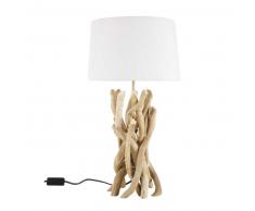 Lampe en bois flotté et abat-jour en coton H 55 cm NIRVANA
