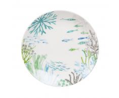 Assiette à dessert en porcelaine imprimé marin