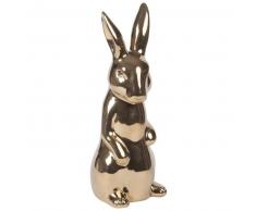 Statuette lapin en céramique dorée H35
