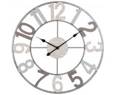 Horloge en sapin et m&eacute;tal gris