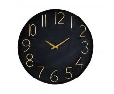 Horloge en m&eacute;tal noir et dor&eacute;