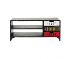 Meuble TV indus 3 tiroirs noir Road