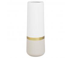 Vase en c&eacute;ramique cr&egrave;me et dor&eacute;e H30