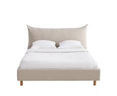 Lit 140x190 avec sommier &agrave; lattes beige Fergus