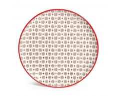 Assiette &agrave; dessert en fa&iuml;ence &agrave; losanges rouges/noirs SEVILLE