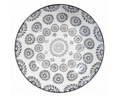 Assiette creuse en faïence noire/blanche D 20 cm CHIANG MAI