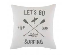 Coussin en coton imprim&eacute; blanc 40x40cm SLATER