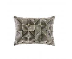 Coussin en coton noir motifs graphiques dorés 35x50