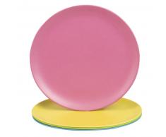 4 assiettes en bambou multicolore
