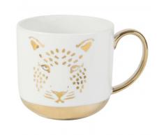 Mug imprim&eacute; gu&eacute;pard en porcelaine blanche