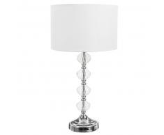 Lampe avec pied en verre et abat-jour en tissu blanc H 53 cm MONTMARAULT