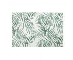 Tapis écru imprimé végétal vert 140x200