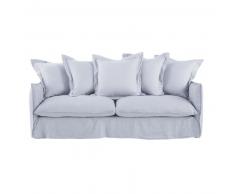 Canap&eacute;-lit 3/4 places en lin lav&eacute; gris nuage Barcelone