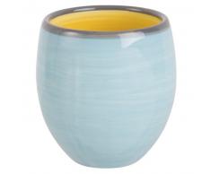 Tasse en faïence bleue et jaune