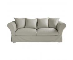 Canap&eacute;-lit 3/4 places en coton gris clair Roma