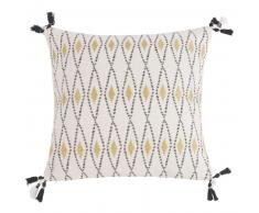 Housse de coussin en coton écru à motifs 40x40