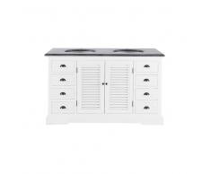Meuble double vasque en peuplier blanc et pierre bleue anthracite Edenton