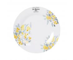 Assiette &agrave; dessert en porcelaine blanche imprim&eacute;e