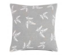 Housse de coussin en coton gris motifs feuilles 40x40