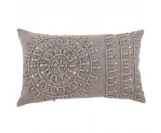 Housse de coussin en coton gris brodé 30x50