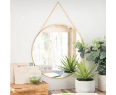 Miroir rond en métal doré D30