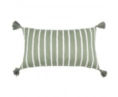Housse de coussin en coton vert et écru 30x50