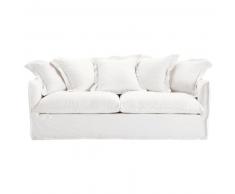 Canap&eacute;-lit 3/4 places en lin lav&eacute; blanc Barcelone