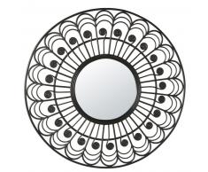 Miroir rond en rotin noir D100