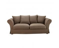Canap&eacute;-lit 3/4 places en coton taupe Roma