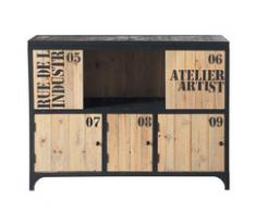 Buffet indus en métal noir et sapin Docks