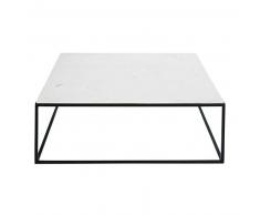 Table basse carrée en marbre blanc et métal noir Marble