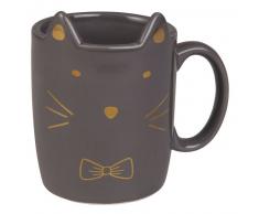 Mug chat en fa&iuml;ence grise