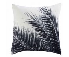 Coussin en tissu noir et blanc imprim&eacute; palmier 45x45 AROHA