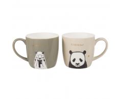 Coffret 2 mugs en faïence imprimée