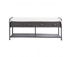 Banc indus en métal et coton noir effet vieilli L 126 cm WESLEY