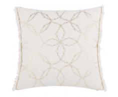 Housse de coussin en coton blanc &agrave; motifs 40x40